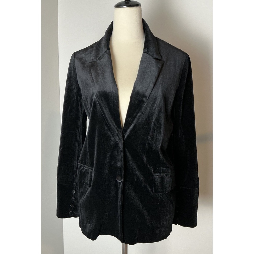 CRESCENT‎ Velvet Velour  Jacket Blazer Victorian Chic Black Cat XS